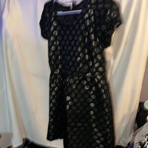 Chic Black and Gold Polka Dot Dress